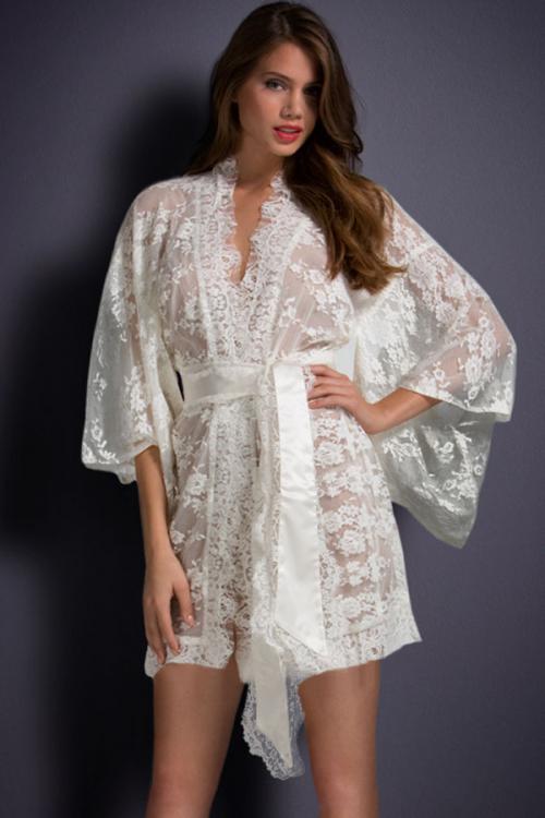White-Belted-Lace-Kimono-Nightwear-LC219