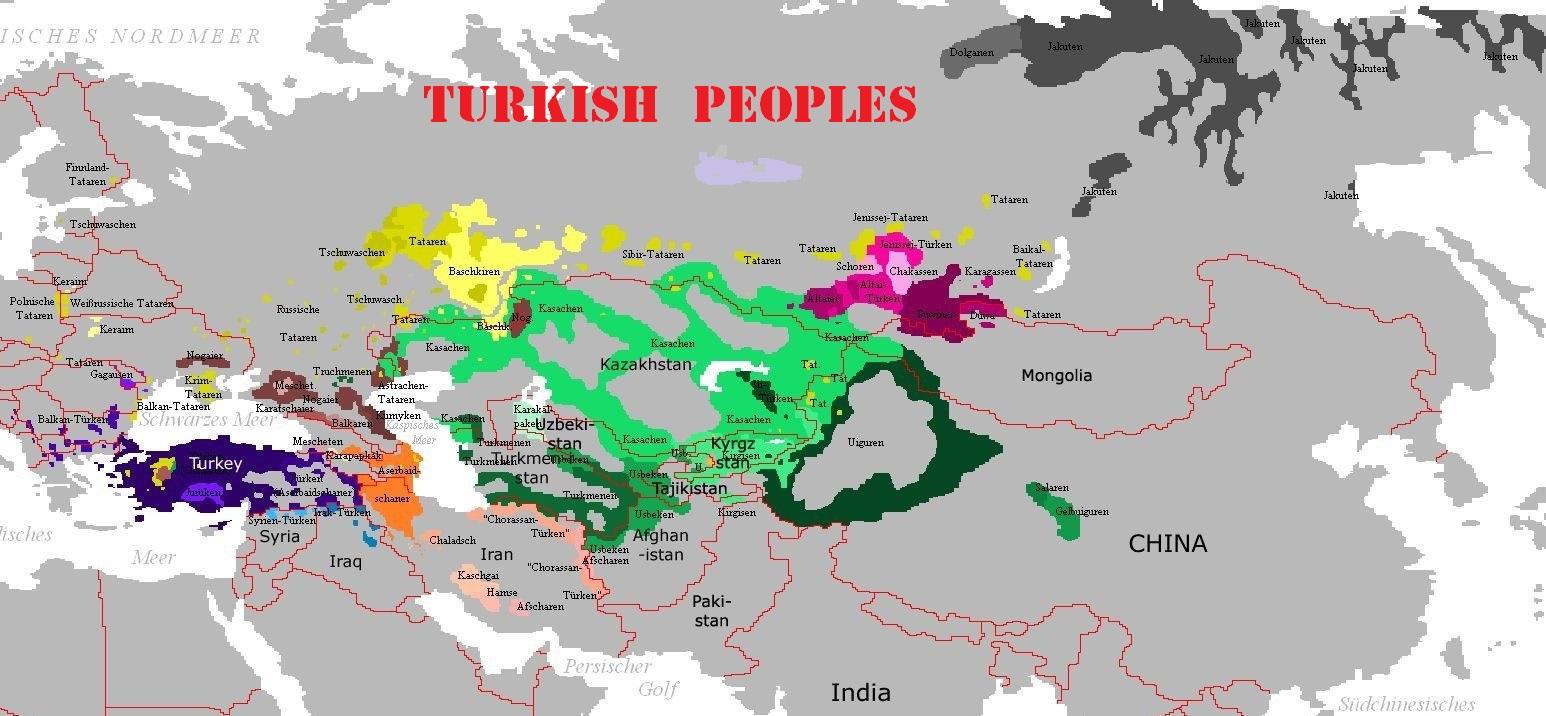 Проживание тюркской языковой группы на урале. Карта тюркских языков России.
